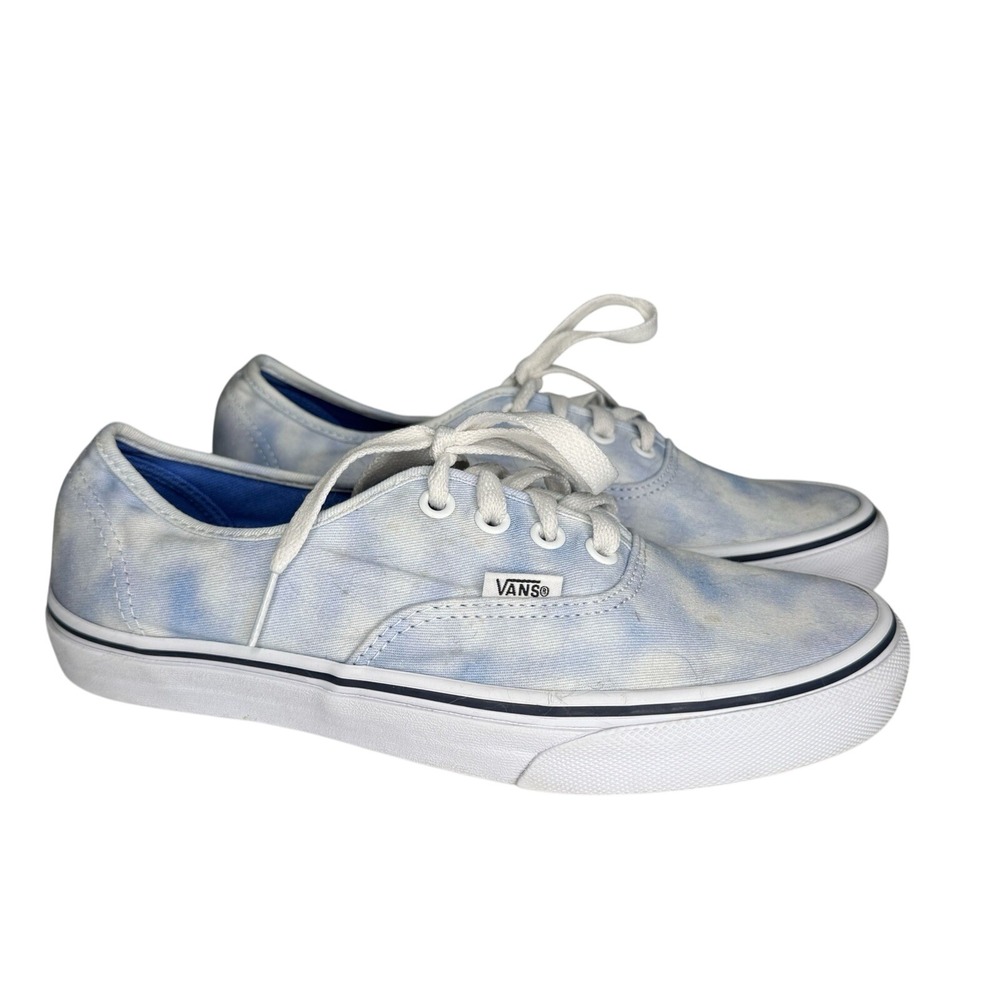 Vans Sky Blue White Tie Dye Clouds Acid Wash Sneakers Lace Up Classic Size 7.5‎